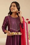 Shop_Gulabik Jaipur_Purple Chanderi Beads, Tassels, Embroidery Round Neck Kurta Set _Online_at_Aza_Fashions