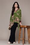 Buy Ritu Kumar Green Viscose, Crepe Collared, V-neck Amaraa Floral Print Asymmetric Tunic Online at Aza Fashions Buy_Ritu Kumar_Green Viscose, Crepe Collared, V-neck Amaraa Floral Print Asymmetric Tunic _Online_at_Aza_Fashions