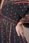 Ritu Kumar Black Viscose, Crepe Embroidery, Amelia Geometric Print Fit And Flare Dress at Aza Fashions Ritu Kumar_Black Viscose, Crepe Embroidery, Amelia Geometric Print Fit And Flare Dress _at_Aza_Fashions