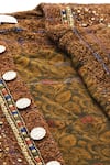 Shop Ritu Kumar Brown Silk Sequins, Beads, Metallic Arianna Solid Embroidered Boucle Jacket Shop_Ritu Kumar_Brown Silk Sequins, Beads, Metallic Arianna Solid Embroidered Boucle Jacket