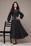 Buy Ritu Kumar Black Viscose Embroidery Collared Arina Fit And Flare Full Sleeve Dress at Aza Fashions Buy_Ritu Kumar_Black Viscose Embroidery Collared Arina Fit And Flare Full Sleeve Dress _at_Aza_Fashions