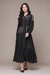 Shop Ritu Kumar Black Viscose Embroidery Collared Arina Fit And Flare Full Sleeve Dress Online at Aza Fashions Shop_Ritu Kumar_Black Viscose Embroidery Collared Arina Fit And Flare Full Sleeve Dress _Online_at_Aza_Fashions