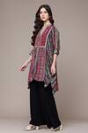 Buy_Ritu Kumar_Red Viscose, Crepe Split V-neck, Mandarin Collar Cairo Tribal Print Tunic _Online_at_Aza_Fashions