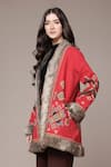 Buy Ritu Kumar Red Polyester Embroidery Open Neck Dari Emb Quilted Jacket With Faux Fur Trim Online at Aza Fashions Buy_Ritu Kumar_Red Polyester Embroidery Open Neck Dari Emb Quilted Jacket With Faux Fur Trim _Online_at_Aza_Fashions