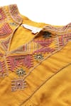 Buy_Ritu Kumar_Mustard Cotton, Voile Embroidery, Beads Split Dari A-line Full Sleeves Tunic _Online_at_Aza_Fashions