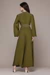 Shop_Ritu Kumar_Olive Green Crepe Embroidery High Dari Key Full Sleeves Jumpsuit _at_Aza_Fashions