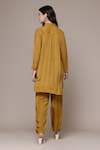 Shop_Ritu Kumar_Yellow Viscose Collared Essential Mahira Striped Kurta And Palazzo Co-ord Set _at_Aza_Fashions
