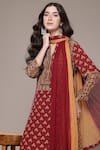 Ritu Kumar Red , Crepe, Chinon Geometric Print Kurta, Pant And Dupatta Set Online at Aza Fashions Ritu Kumar_Red , Crepe, Chinon Geometric Print Kurta, Pant And Dupatta Set _Online_at_Aza_Fashions
