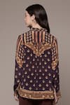 Shop_Ritu Kumar_Brown Viscose, Crepe Collared Geometric Print Full Sleeve Shirt _at_Aza_Fashions