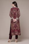 Shop Ritu Kumar Maroon Viscose, Crepe Embroidery Giva Paisley Print Full Sleeve Kurta And Pant Set at Aza Fashions Shop_Ritu Kumar_Maroon Viscose, Crepe Embroidery Giva Paisley Print Full Sleeve Kurta And Pant Set _at_Aza_Fashions