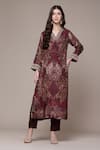 Buy Ritu Kumar Maroon Viscose, Crepe Embroidery Giva Paisley Print Full Sleeve Kurta And Pant Set Online at Aza Fashions Buy_Ritu Kumar_Maroon Viscose, Crepe Embroidery Giva Paisley Print Full Sleeve Kurta And Pant Set _Online_at_Aza_Fashions