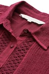 Shop Ritu Kumar Magenta Cotton Collared Solid Butta Woven A-line Shirt Online at Aza Fashions Shop_Ritu Kumar_Magenta Cotton Collared Solid Butta Woven A-line Shirt _Online_at_Aza_Fashions