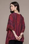 Shop_Ritu Kumar_Brown Viscose, Silk Beads, Embroidery V-neck Lana Geometric Print Kaftan Top _at_Aza_Fashions