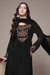 Shop Ritu Kumar Black Viscose Chinon Chiffon, Viscose, Lycra Embroidery, Lior Anarkali Set Online at Aza Fashions Shop_Ritu Kumar_Black Viscose Chinon Chiffon, Viscose, Lycra Embroidery, Lior Anarkali Set _Online_at_Aza_Fashions