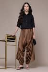 Buy_Ritu Kumar_Brown Satin Solid Draped Palazzo Pant _at_Aza_Fashions