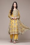 Shop Ritu Kumar Yellow Chanderi, Crepe, Viscose, Chinon Tapti Botanic Print Kurta Set Online at Aza Fashions Shop_Ritu Kumar_Yellow Chanderi, Crepe, Viscose, Chinon Tapti Botanic Print Kurta Set _Online_at_Aza_Fashions
