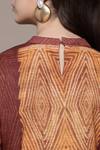 Ritu Kumar_Rust Cotton Mandarin Collar, Keyhole Neck Tie Dye A-line Kurta _at_Aza_Fashions