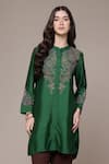 Buy Ritu Kumar Green Silk Embroidery Mandarin Collar Twist Anchor Staple Straight Kurta at Aza Fashions Buy_Ritu Kumar_Green Silk Embroidery Mandarin Collar Twist Anchor Staple Straight Kurta _at_Aza_Fashions
