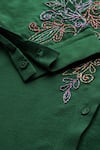 Ritu Kumar Green Silk Embroidery Mandarin Collar Twist Anchor Staple Straight Kurta at Aza Fashions Ritu Kumar_Green Silk Embroidery Mandarin Collar Twist Anchor Staple Straight Kurta _at_Aza_Fashions