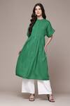 Buy Ritu Kumar Green Cotton Mandarin Collar Vasuki Pleated A-line Calf Length Kurta at Aza Fashions Buy_Ritu Kumar_Green Cotton Mandarin Collar Vasuki Pleated A-line Calf Length Kurta _at_Aza_Fashions