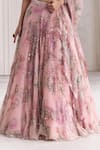 Mahima Mahajan_Pink Silk Organza Embroidery, Sequins, Mirrors Sara Floral Print And Lehenga Set _at_Aza_Fashions