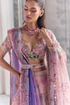 Shop_Mahima Mahajan_Pink Silk Organza Sequins, Embroidery, Zari, Sara Floral Pattern Lehenga Set _at_Aza_Fashions