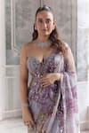 Mahima Mahajan_Lilac Silk Organza Sequins, Zahira Floral Print Pre-draped Saree With Corset _Online_at_Aza_Fashions