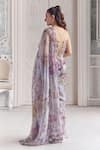 Shop_Mahima Mahajan_Lilac Silk Organza Sequins, Zahira Floral Print Pre-draped Saree With Corset _at_Aza_Fashions