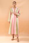 Archana Shah_Pink Colorblock Coat With Pant _Online_at_Aza_Fashions