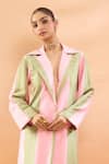 Buy_Archana Shah_Pink Colorblock Coat With Pant 