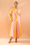Buy_Archana Shah_Yellow Colorblock Coat With Pant _at_Aza_Fashions