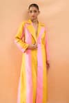 Shop_Archana Shah_Yellow Colorblock Coat With Pant _Online_at_Aza_Fashions