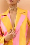 Archana Shah_Yellow Colorblock Coat With Pant _at_Aza_Fashions