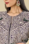 Shop_Prisho_Purple Embroidery, Beads, Sequins, Tassels Round Neck Jacket With Palazzo _Online_at_Aza_Fashions