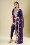 Buy_Prisho_Purple Organza Embroidery, Metallic Thread, Sequins Round Dark Short Kurta Set _Online_at_Aza_Fashions