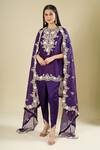 Buy_Prisho_Purple Organza Embroidery, Metallic Thread, Sequins Round Dark Short Kurta Set _at_Aza_Fashions