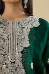 Buy_Prisho_Green Embroidery, Sequins Round Neck Bottle Long Kurta Set _Online_at_Aza_Fashions