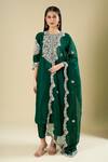 Buy_Prisho_Green Embroidery, Sequins Round Neck Bottle Long Kurta Set _at_Aza_Fashions