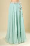 Buy_Prisho_Blue Organza Embroidery, Sequins, Beads, Tassels, Zari, Stones Square Skirt Set _Online_at_Aza_Fashions