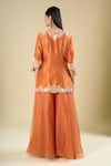 Shop_Prisho_Orange Embroidery, Sequins, Beads, Metallic Thread Round Rust Short Kurta Set _at_Aza_Fashions