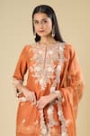 Shop_Prisho_Orange Embroidery, Sequins, Beads, Metallic Thread Round Rust Short Kurta Set _Online_at_Aza_Fashions