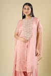 Buy_Prisho_Peach Beads, Sequins, Embroidery Round Neck Kaftaan And Pant Set 