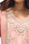 Buy_Prisho_Pink Embroidery, Zari, Beads, Sequins V-neck Kurta Sharara Set _Online_at_Aza_Fashions