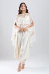 Buy_Prisho_Ivory Embroidery, Zari, Sequins Round Neck Kaftan Pant Set _at_Aza_Fashions
