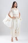 Buy_Prisho_Ivory Embroidery, Zari, Sequins Round Neck Kaftan Pant Set _Online_at_Aza_Fashions