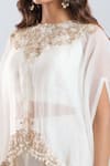 Shop_Prisho_Ivory Embroidery, Zari, Sequins Round Neck Kaftan Pant Set _Online_at_Aza_Fashions