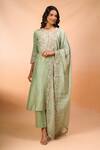 Buy_Prisho_Green Embroidery, Beads, Sequins Round Neck Kurta Set _at_Aza_Fashions