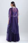 Shop_Prisho_Purple Sequins, Zari, Embroidery, Stones Open Neck, Dark Cape Skirt Set _at_Aza_Fashions