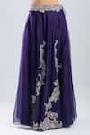 Shop_Prisho_Purple Sequins, Zari, Embroidery, Stones Open Neck, Dark Cape Skirt Set _Online_at_Aza_Fashions