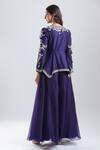 Shop_Prisho_Purple Embroidery, Beads V-neck Peplum Kurta With Sharara _at_Aza_Fashions